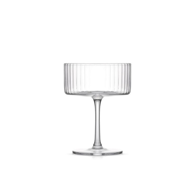 JoyJolt Elle Fluted Cylinder Martini Coupe Glass - 10 oz Ribbed Cocktail Glasses - Set of 2, 3 of 7