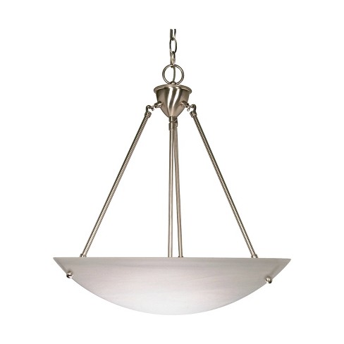 3 Light Pendant With Alabaster Glass, 3 Light Brushed Nickel Chandelier With Alabaster Glass Shade