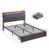 ALEXOUN Platform Bed with 2 Tier Storage Headboard & Storage Basket at the End of Bed,No Box Spring Needed,(Only Includes Bed Frame) - 3 of 4