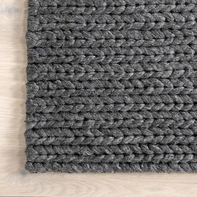 Charcoal Braided Wool and Cotton Handmade Area Rug