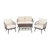 Sapphtopaz Patio Furniture Set Woven Rope Loveseat Conversation Outdoor Chairs Coffee Table with Wood Table Top Patio Chairs for Pool, Terrace - 3 of 4