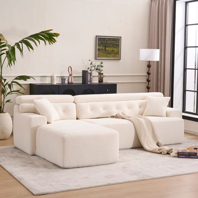 104.7'' Chenille L-Shaped Modular Sectional Sofa with High-Density Sponge, No-Assembly Couch