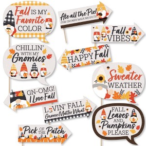 Big Dot of Happiness Funny Fall Gnomes - Autumn Harvest Party Photo Booth Props Kit - 10 Piece - 1 of 4