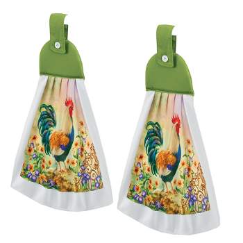 Collections Etc Rooster Country Charm Hanging Kitchen Towels - Set of 2