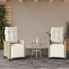 vidaXL 3 Piece Bistro Set with Cushions Beige Poly Rattan - 3 of 4