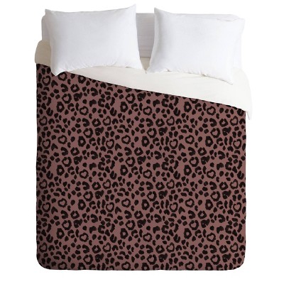 Ash Leopard Print Comforter Set, Grey Leopard Print King Size Bedding