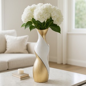 Decorative Ceramic Vase - Complements Living Room, Office, and Bedroom - Perfect Flower Vase for Table Accent and House Decor - 1 of 4