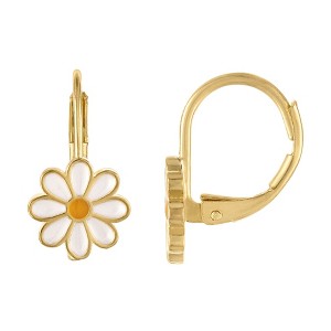 Junior Jewels Gold Over Brass Enamel Flower Drop Earrings - 1 of 2