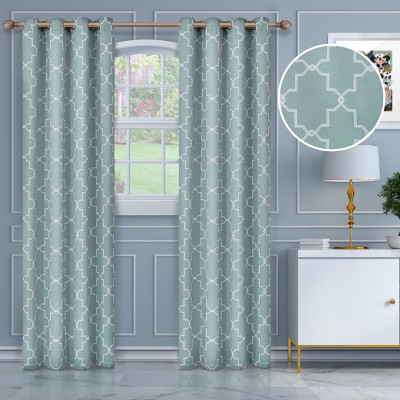 Vintage Geometric Trellis Room Darkening Semi- Blackout Curtains, Set of 2 by Blue Nile Mills