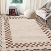 Washable Modern Bordered Grid Rug Non Slip Low Pile Rug Soft Contemporary Throw Floor Cover Foldable Indoor Carpet for Living Room Bedroom - 3 of 4