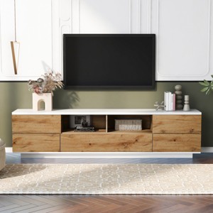 70.8'' Modern TV Stand for 80 Inch TV, Minimalist MDF Media Console with Storage Cabinets for Living Room-3irtyhousy - 1 of 4