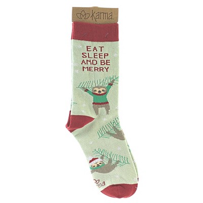 Novelty Socks 12.5" Holiday Socks Sloth Christmas Animal Karma  -  Socks
