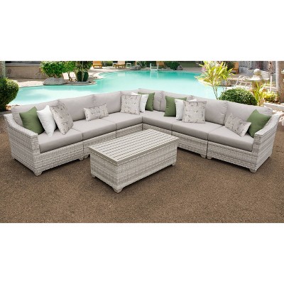 Farimont 8pc Patio Sectional Seating Set with Cushions - Gray - TK Classics