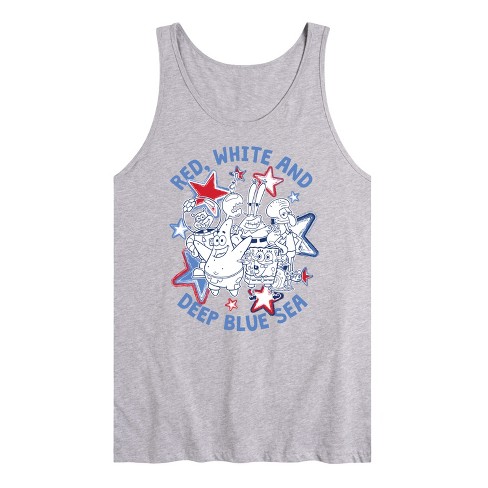 Men's - SpongeBob SquarePants - Red, White, and Deep Blue Sea Graphic Tank Top - image 1 of 2