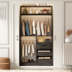 Besiost 36-In Closet Organizer with Wood Drawers, Freestanding Closet System with Hanging Rods - 1 of 4