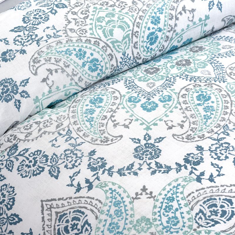 Ruhani Reversible Percale Cotton Comforter Set Blue/Aqua Blue - Heirlooms of India, 3 of 6