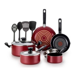 T-fal 12pc Simply Cook Nonstick Cookware Set Red