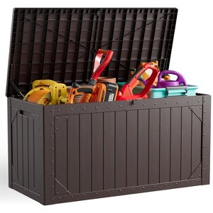 Decksplore 100 Gallon Storage Box, Large Outdoor Deck Box for Patio Furniture Cushions, Garden Tools - 1 of 4