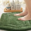 Extra Thick Bath Rugs, Anti - Slip Shaggy Mats, 100 Polyester, Soft Plush, Water Absorbent, Green 24x36 Inches - 2 of 4