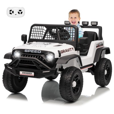 Kids Electric Ride On Truck 12V with Remote Ride On Toy Gift for Boys & Girls Bluetooth Music Player LED Lights