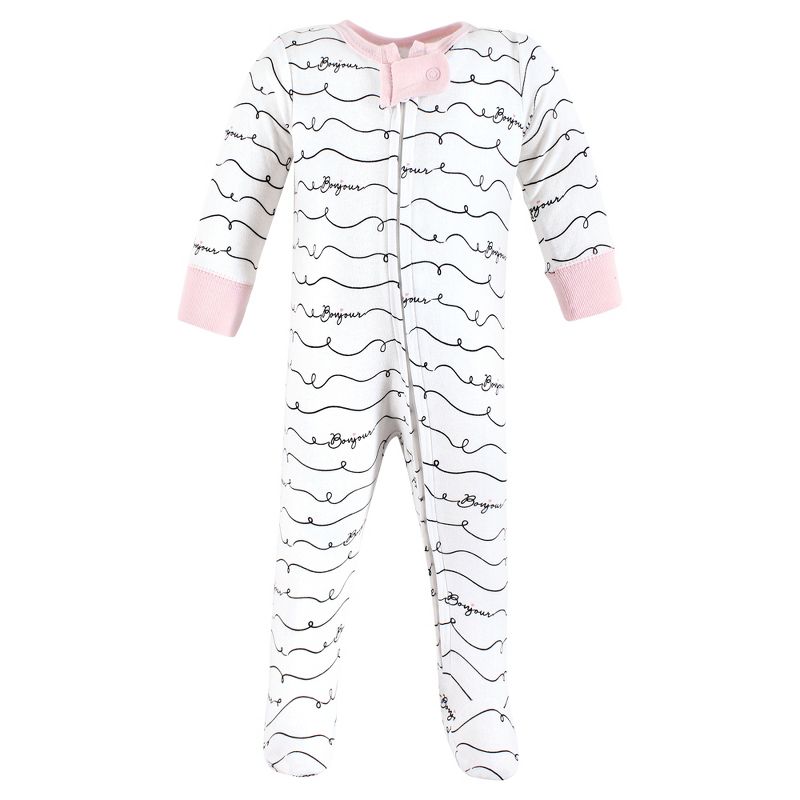 Hudson Baby Infant Girl Cotton Sleep and Play, Bonjour, 5 of 6