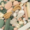 John Bead Craft Beads Wood Beads w/Elastic/Nylon cord 90g White/Cream/Light Peach/Green - 3 of 4