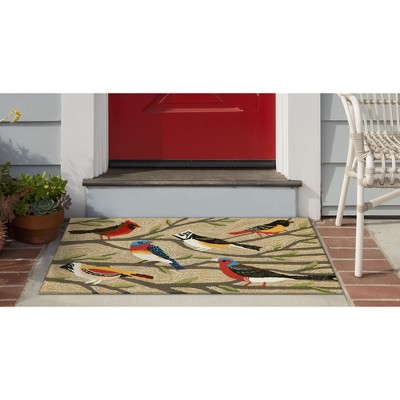 Handmade Tufted Round Birds Multi-Colored Synthetic Rug