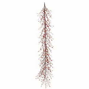 Transpac Floral Red Halloween Garland with Buffalo Checker Bow - 1 of 2