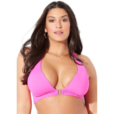 Swimsuits For All Women's Plus Size Romancer Colorblock Halter Triangle  Bikini Top - 16, Pink : Target