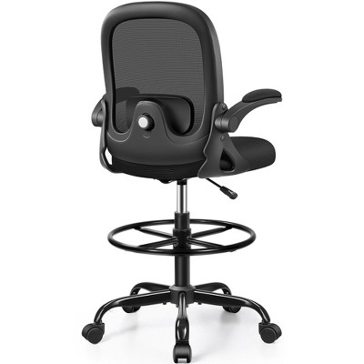 KERDOM Drafting Chair, Tall Office Chair Ergonomic Standing Desk Chair with Adjustable Footrest Ring, Black
