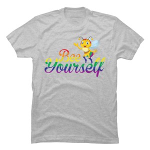 Adult Design By Humans Bee Yourself Rainbow Pride By AmusingDesignCo T-Shirt - 1 of 2