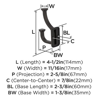 Oil Rubbed Bronze Double Prong Decorative Wall Hook