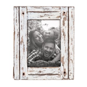 5x7 Heartland White Decorative Distressed Wood Photo Picture Frame w/ Glass Pane - 1 of 4