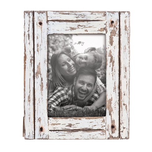 4X6 Rustic Wood Box Photo Frame White