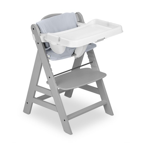 Hauck Alphaplus Grow Along Wooden High Chair Seat With White Removable Tray  Table And Grey Deluxe Seat Cushion Pad For Babies 6 Months And Up : Target