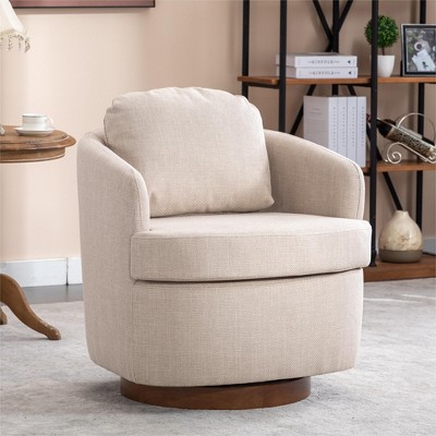 NicBex 18" Luxury 360° Swivel Accent Chairs with Boucle/Linen Upholstery,Modern Sofa Chair with Pillow Back&6" Thickness Cushion,250lbs Max