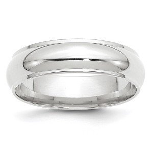 Black Bow Jewelry 2.5mm to 6mm 14K White Gold Half Round Ridged Edge Standard Fit Band - 1 of 4
