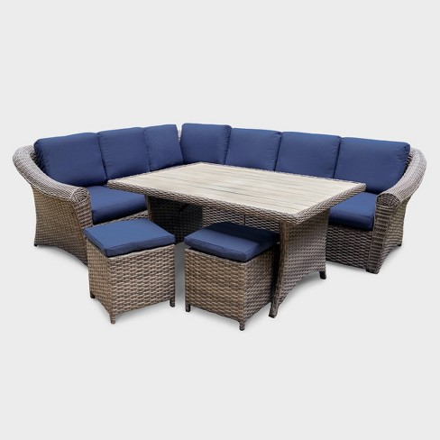 Walton 7pc Wicker Patio Sectional Set Navy Leisure Made Target