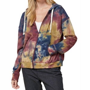 Women's Tie Dye Pocket Zip Up Hoodie - entro - 1 of 4