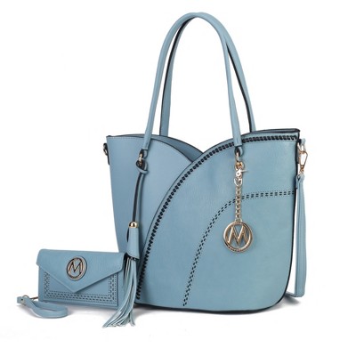 MKF Collection Imogene Two-tone Whip Stitches Vegan Leather Women’s Shoulder bag with Wallet by Mia K