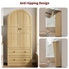Tall Arched Kitchen Pantry Storage Cabinet, Modern Farmhouse Storage Cabinets with 2 Doors & Drawers, Large Wood - 2 of 4