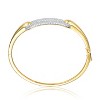 Guili Sterling Silver 14K Yellow Gold Plated French Pave Geometric Link Bangle Bracelet, Elegant Design with Sparkling Cubic Zirconia Stones - 2 of 2