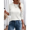 Women Crew Neck Ribbed Texture Relaxed Drop Shoulder Long Sleeve Pullover Top - 4 of 4
