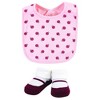 Hudson Baby Infant Girl Cotton Bib and Sock Set, Rose, One Size - 4 of 4