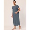 Lars Amadeus Men's Short Sleeves Cotton V-Neck Side Split Long Nightshirt - 3 of 4