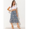INSPIRE CHIC Women's Chiffon Elastic Waist Ruffle Tiered Flowy Midi Floral Printed Skirts - 2 of 4