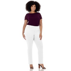 Rekucci Curvy Woman Ease into Comfort Plus Size Straight Pant with Tummy Control - 1 of 4
