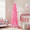 VINGLI 7.5ft Pink Pencil Christmas Tree, 1075 Tips, Metal Stand, Slim for Home Office Party Decor - 2 of 4