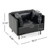 39" Vintage Faux Leather Lounge Chair for Living Room Bedroom,Deep Seat Upholstered Accent Armchair,Home Office Comfy Reading Chair-Coolbibila - 4 of 4