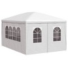 'vidaXL White Party Tent 10'x13' - UV and Water-Resistant Garden Gazebo with Steel Frame, Decorative Windows and Easy Access Zipped Door - 3 of 4